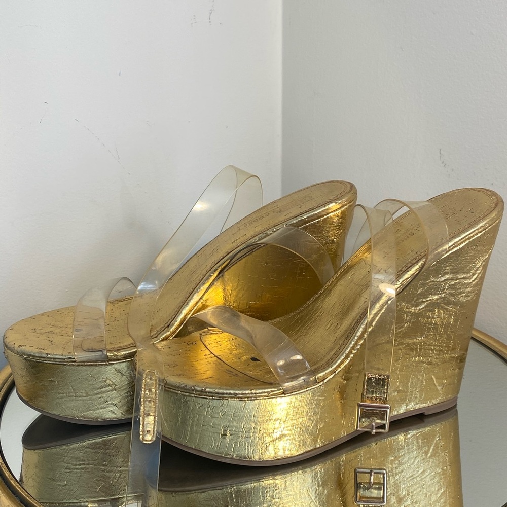 ASOS GOLD WEDGE SANDALS